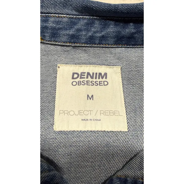 Denim Obsessed Project Rebel Blue Oversized Denim Shirt Shacket Womens Medium - Image 4