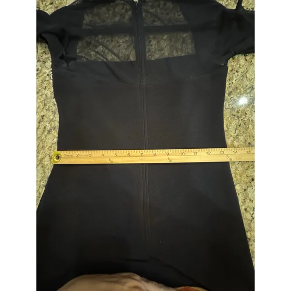 Vintage Lillie Rubin Black Maxi Dress Mesh Square Neck Beaded Size Medium - Image 12