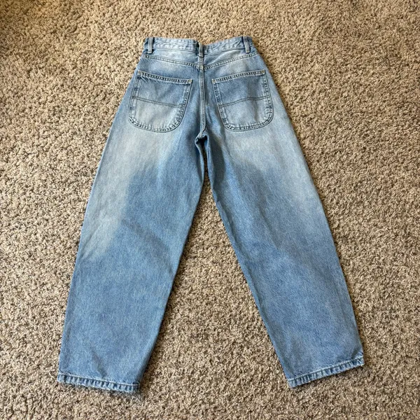 Bershka High Waisted Wide Leg Denim Jeans Y2K/2000s Baggy Size 00 Waist - Image 4