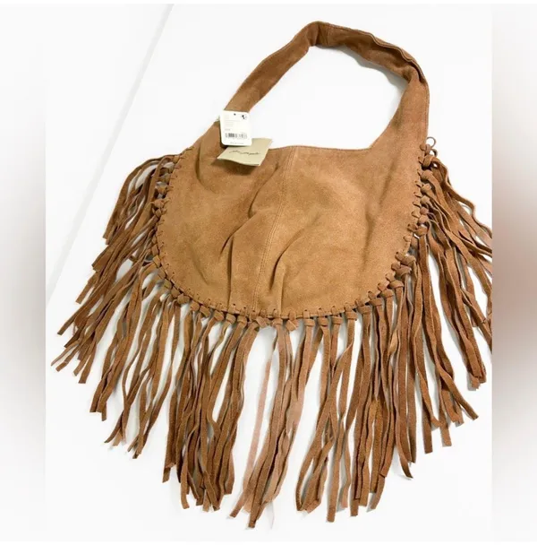 Free People Riley Suede fringe bag in copper sungold without tags - Image 4