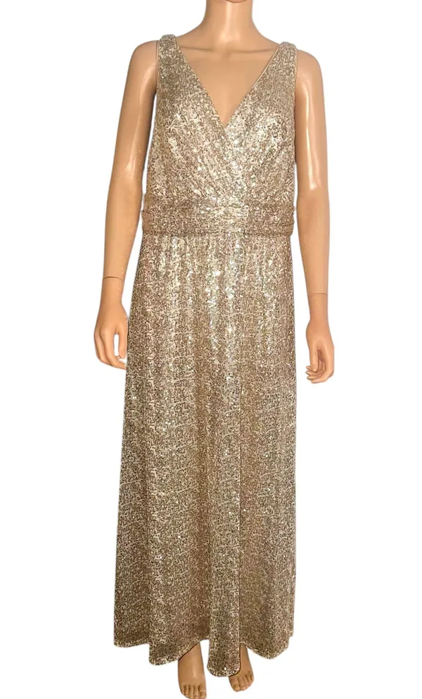 David’s bridal sleeveless gold sequined formal gown - Image 2