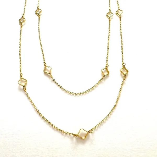 Gold Plated Floral clover necklace Stainless Steel women Jewelry 42” - Image 6