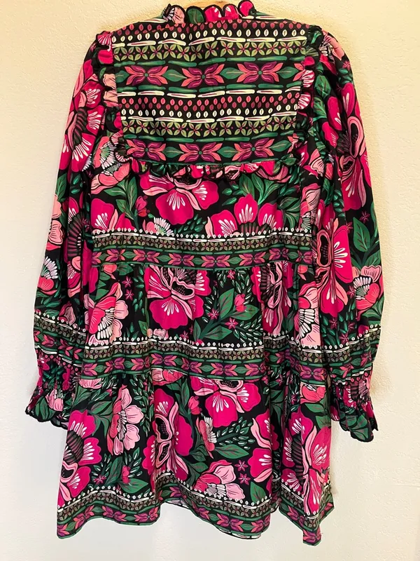 NWOT Farm Rio Floral Tiered Mini Dress - Pink & Green Size S - Image 8