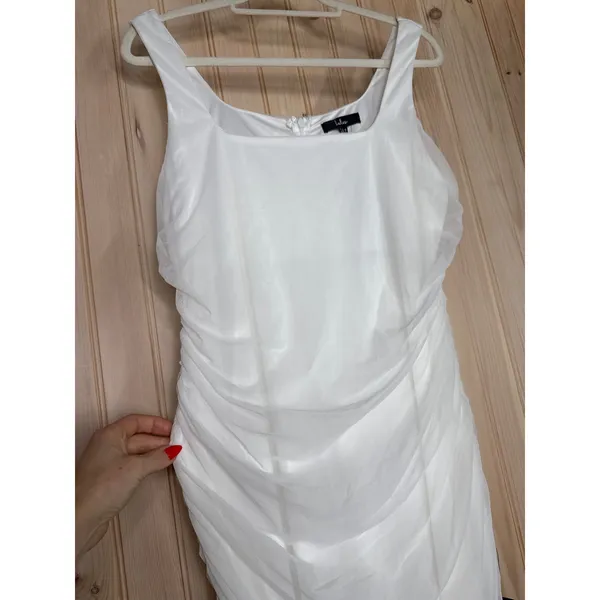 NWT Lulus V.I.P. Treatment White Mesh Ruched Bodycon Midi Dress Party Sexy XL - Image 8