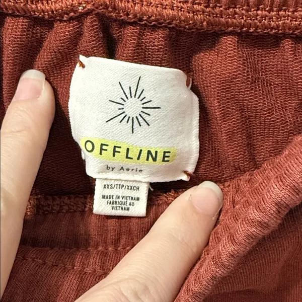 Aerie Orange Red Wine Ribbed Pull On Mini Sweatshirt Material Skirt Sz XXS - Image 4