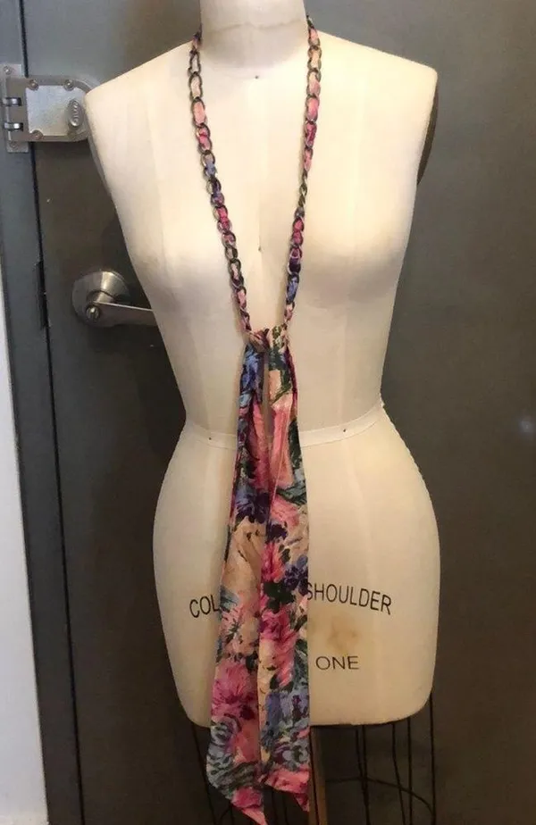 Anthropologie chain silk scarf necklace - Image 3