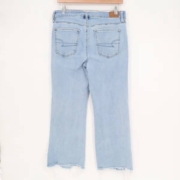 American Eagle Outfitters Jeans Womens 8 Blue Denim Next Level Stretch Raw Hem - Image 6