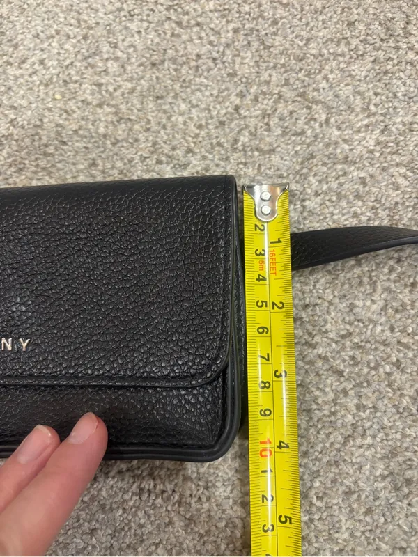 DKNY BELT BAG FANNY PACK Black Pebbled Leather 7x4 sz - Image 2