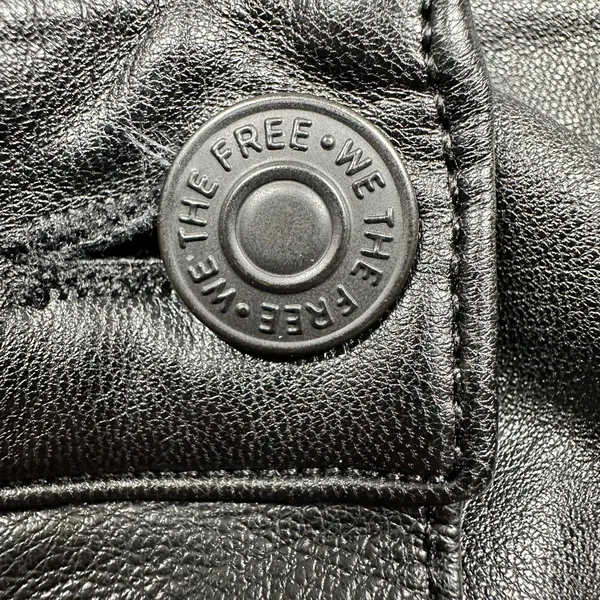 We The Free Leather Mini Skirt Black Size 31 Free People Button Front Moto Skirt - Image 5