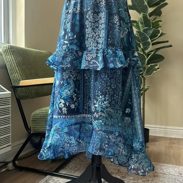NSR Nordstrom Tiered Ruffle Midi Dress Small - Image 4