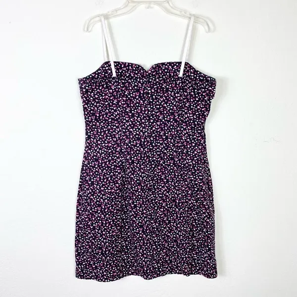 Vintage y2k Aqua Blues Pink & Black Polka Dot Sleeveless Bow Accent Mini Dress L - Image 5