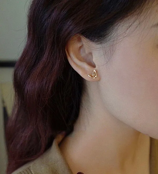 Small Tiny CZ Butterfly Stud for Women Gold - Image 5