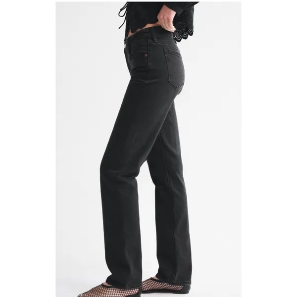 Abercrombie & Fitch Curve Love Women's 27 Black Mid Rise 90s Straight Jeans - Image 8