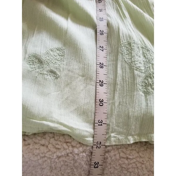 SAGE THE LABEL Embroidered Sage Green Mini Babydoll Dress Sz M - Image 8