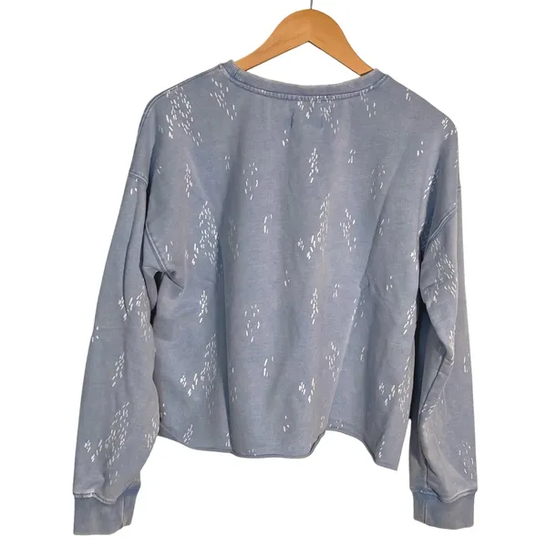 Thread Supply Blue Denim Splash Print‎ Pullover Sweatshirt Women's Size S - Image 3