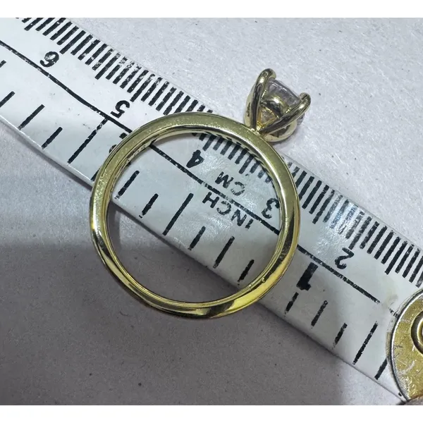 Gold Tone round Cubic Zirconia CZ Solitaire Ring Clear stone 4 prong Size 7 - Image 6