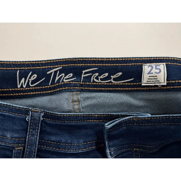 We The Free Flare Jeans 25 Dark Wash High Rise Button Fly Boho Y2K Free People - Image 5