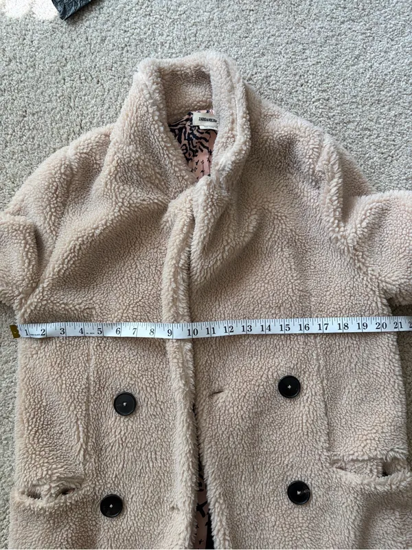 ZADIG & VOLTAIRE Teddy Mint Coat Cream Sherpa Shearling Long Beige size xs - Image 15