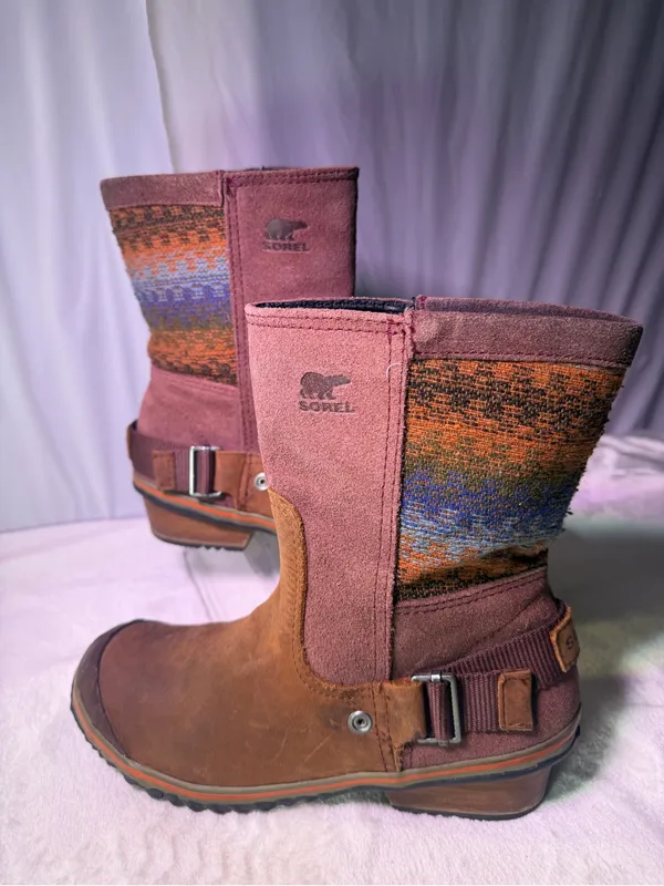 Sorel Women's Brown & Burgundy Leather Suede Mid-Calf Boot - Image 3