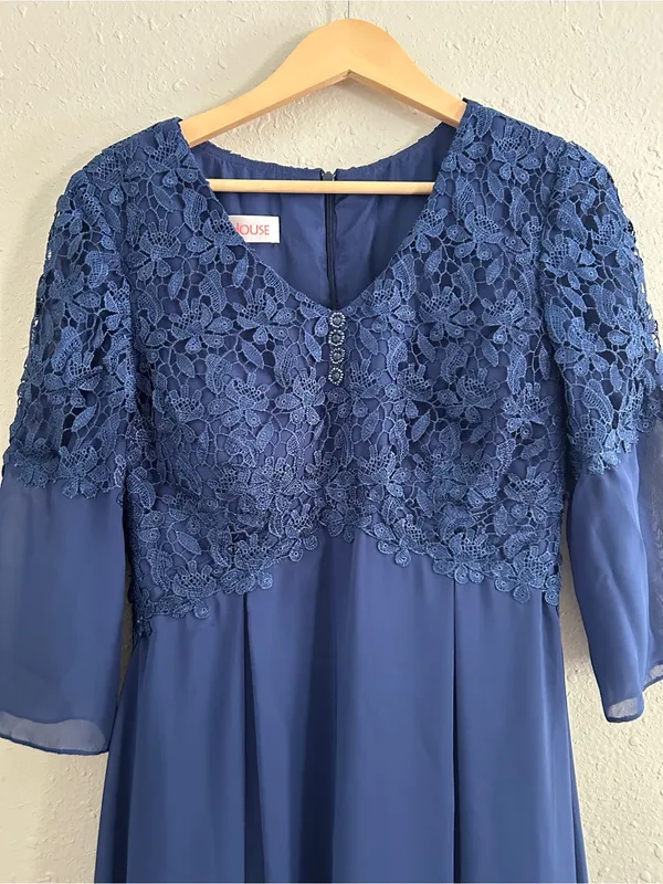 JJ’s House Mother of the Bride Formal Wedding Blue Lace Gown Dress - Image 4