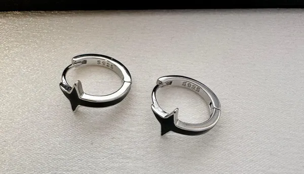 14mm Star Small Hoop Earrings for Men Women,Streetwear Punk Hip Hop Unisex Style - Image 3