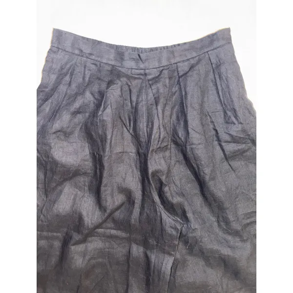Anthropologie Pleated Culotte Trousers Black 100% Linen Wide Leg Cropped NWT Med - Image 4
