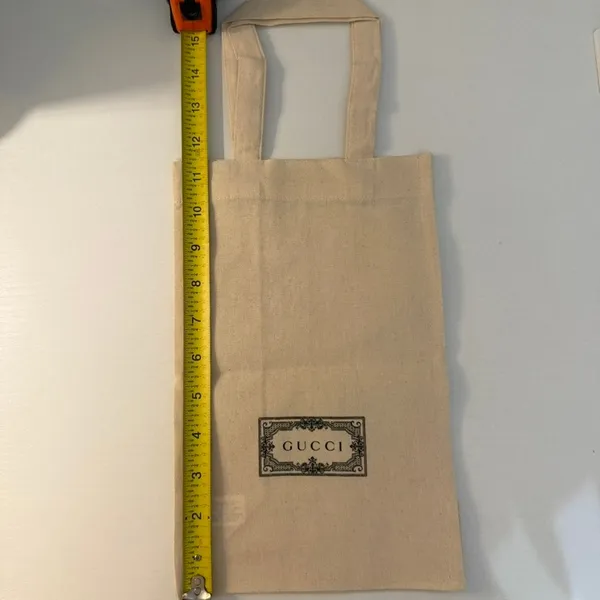 Gucci Tote Bag Womens Beige Logo Print Shopping Bag 11x7 Double Handles - Image 3