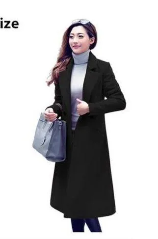 NEW Black Long Wool Blend Coat Peacoat XS - Image 5