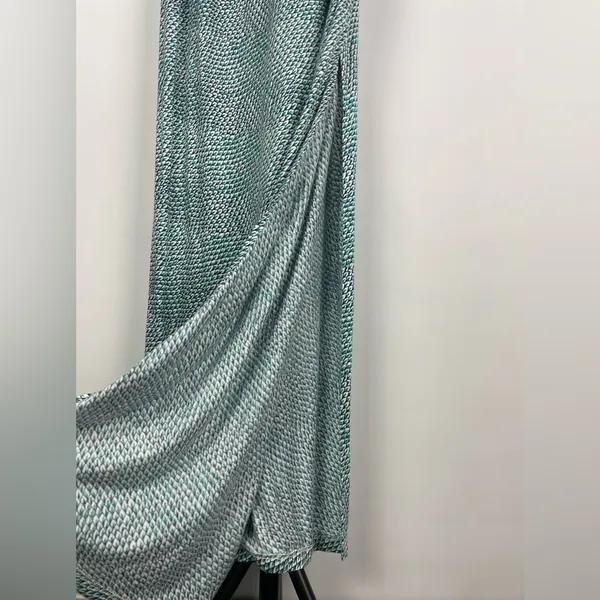 Joie Dalila Blue Green All Over Leaf Pattern Strapless Coastal Beach Maxi Dress‎ - Image 6