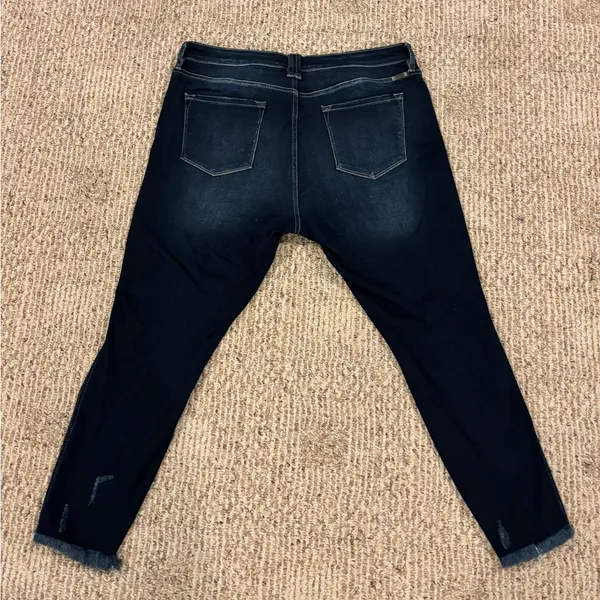 KanCan Dark Blue Button Fly Distressed Skinny Jeans Size 32 - Image 2