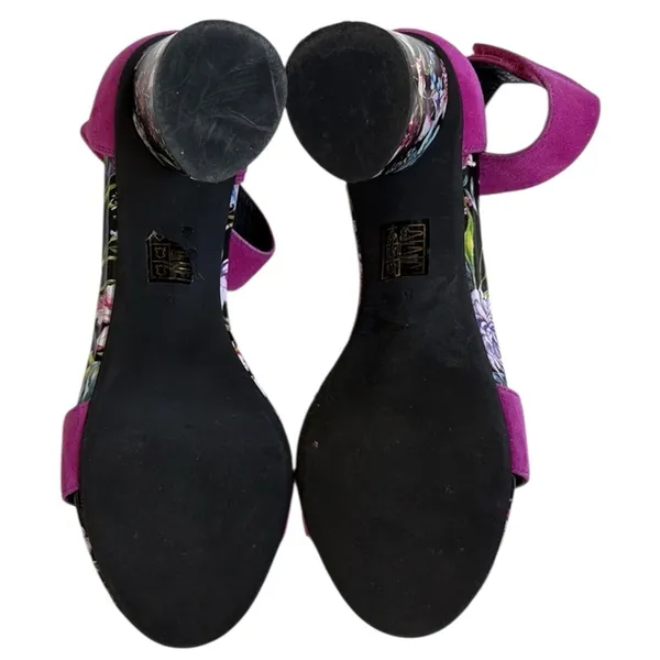 EUC Jeffrey Campbell Leather Purdy Heeled Sandals Magenta Floral Size 8 - Image 7