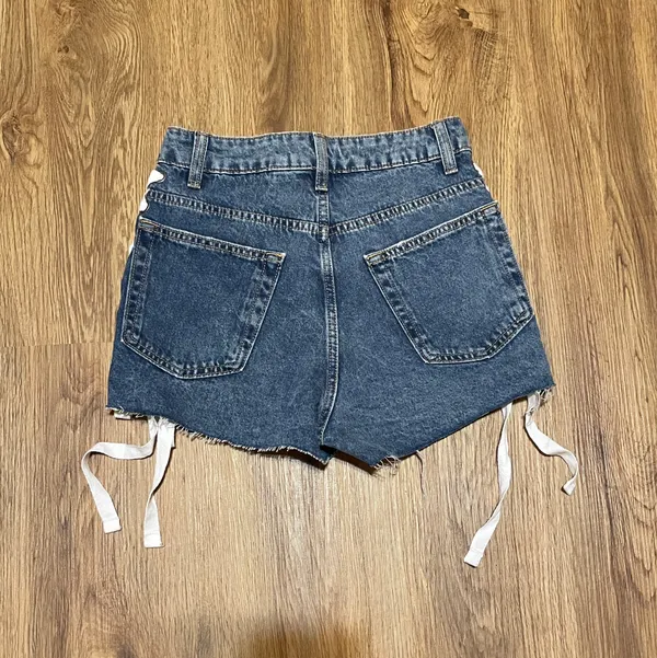 H&M Lace Up Denim Shorts - Image 3