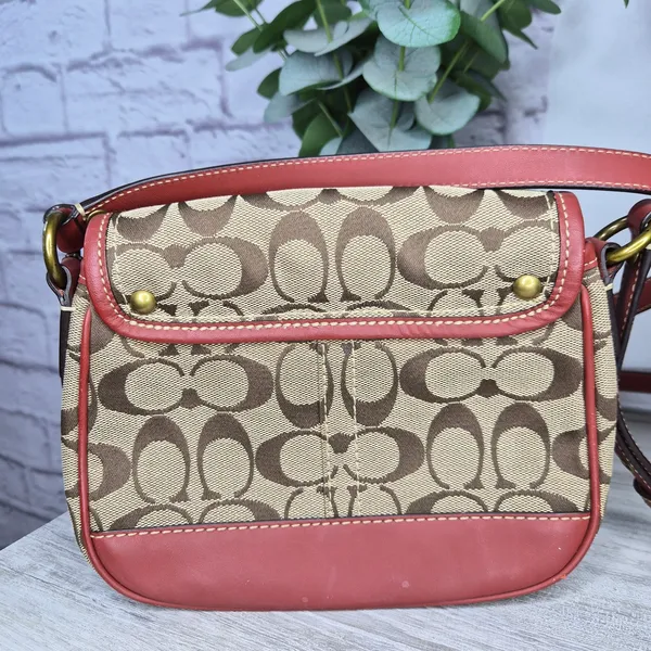 Vintage Coach 10566 Cricket Signature Flap Turnlock Crossbody Red Leather Y2K - Image 5