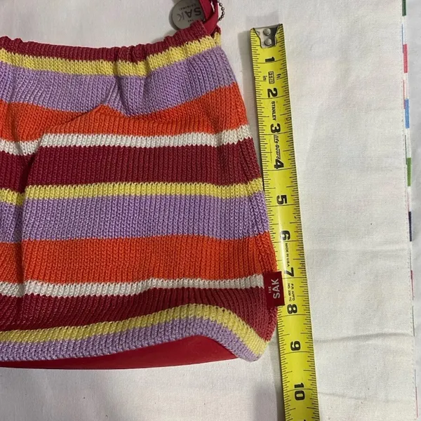 The Sak Original Knit Crochet Tote Bag Striped Multicolor Lined Shoulder Bag - Image 5