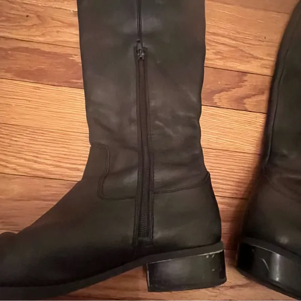 INC International Concepts Fawne Black Leather Knee-High Riding Boots Size 7 - Image 6