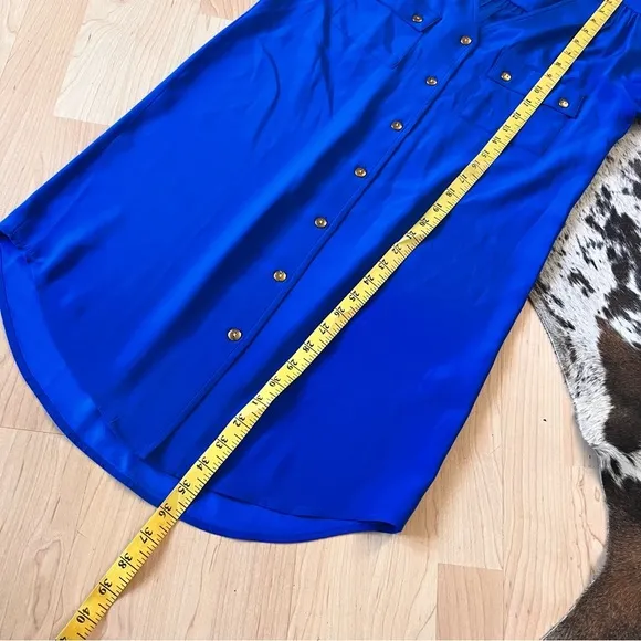 AMANDA UPRICHARD Courtney Cobalt Silk‎ Shirt Dress Size XS - Image 5