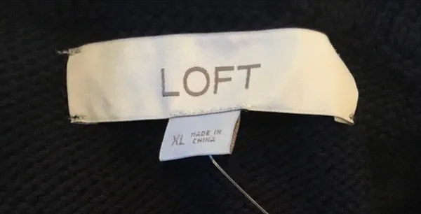 Loft Ann Taylor Sweater Off the Shoulder X-Large XL Navy Blue Cotton Nautical - Image 6