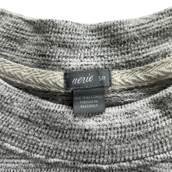 Aerie Oversized Long Sleeve Crew Neck Top Sweater Striped Size S Grey Layering - Image 6