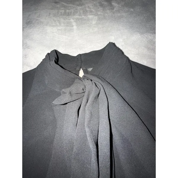 Zara Women Black Formal‎ Long Sleeve High Neck Blouse Size Lined Size Medium - Image 4
