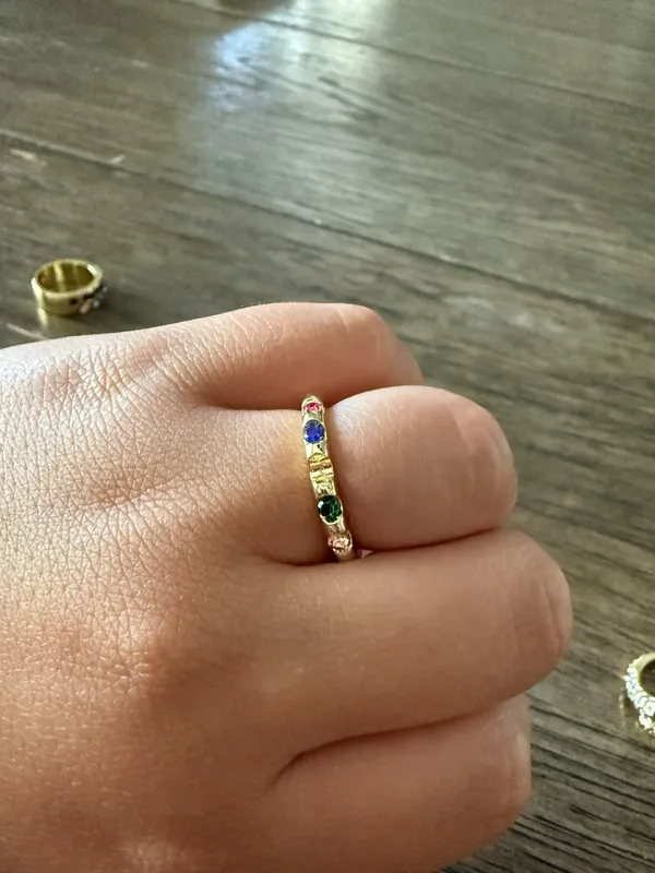 Rainbow birthstone ring with stones size 8 Gold - Image 3