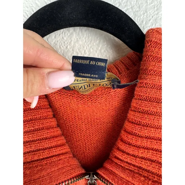 VTG Pendleton Womens Orange Knit Zip Vest Cardigan Sweater XL Cotton Rust Preppy - Image 3