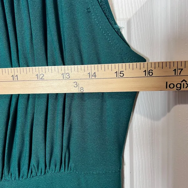 SANDIVA Teal Beaded Neckline Maxi Dress Women's Size M Sleeveless Empire Waist - Image 7