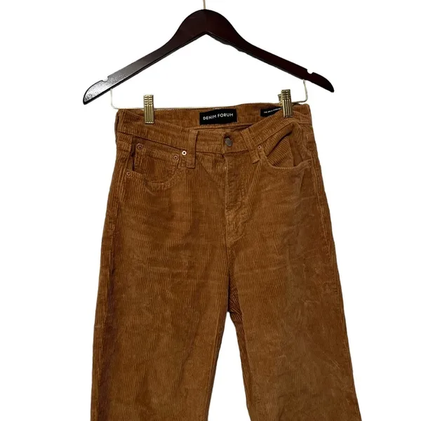 ARITZIA The Denim Forum Straight Corduroy High Waisted Tan Pants - Image 9