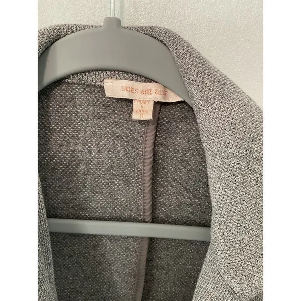 Skies Are Blue Womens Blazer Gray Knit Open Front 3/4 Sleeve Size Small - Image 3
