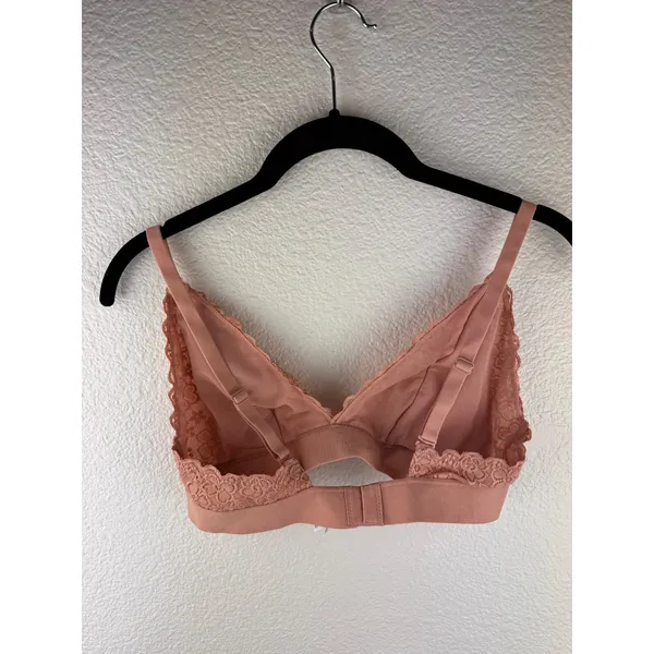 Old Navy Women Medium Lace‎ Trim Bralette Pink Peach Adjustable Strap - Image 2