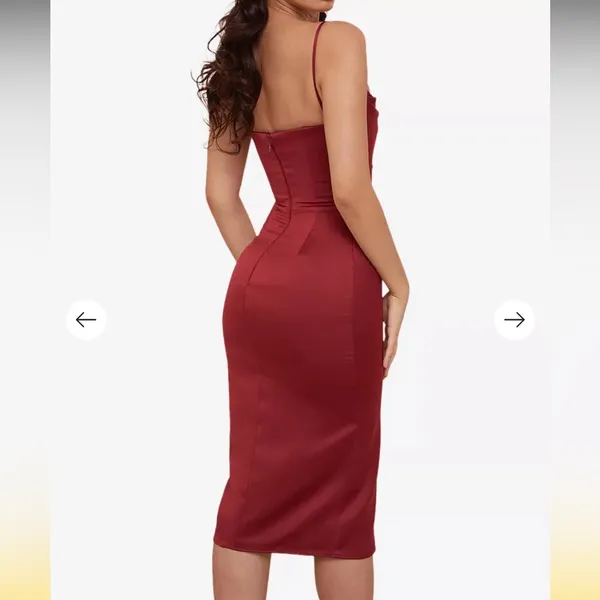 HOUSE OF CB Anja corset satin midi dress size small - Image 5