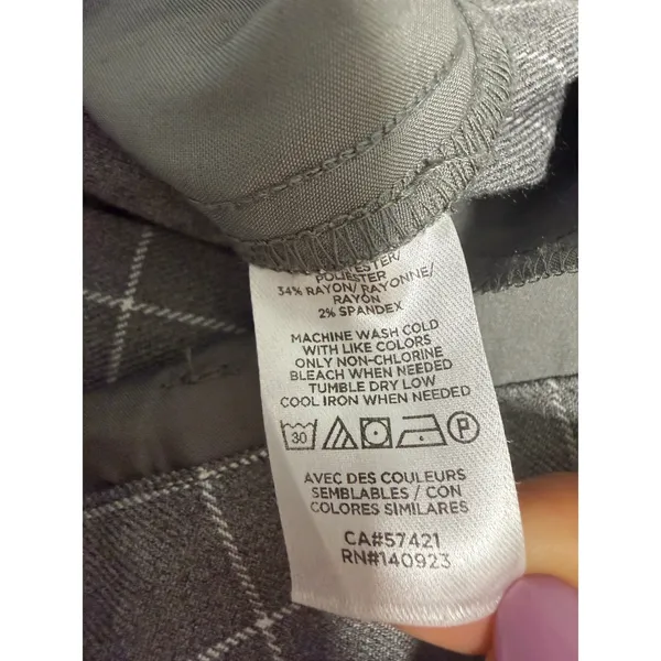 LOFT Grey Windowpane Plaid Straight Leg Trousers Dress Pants Womens Mid Rise 10 - Image 13