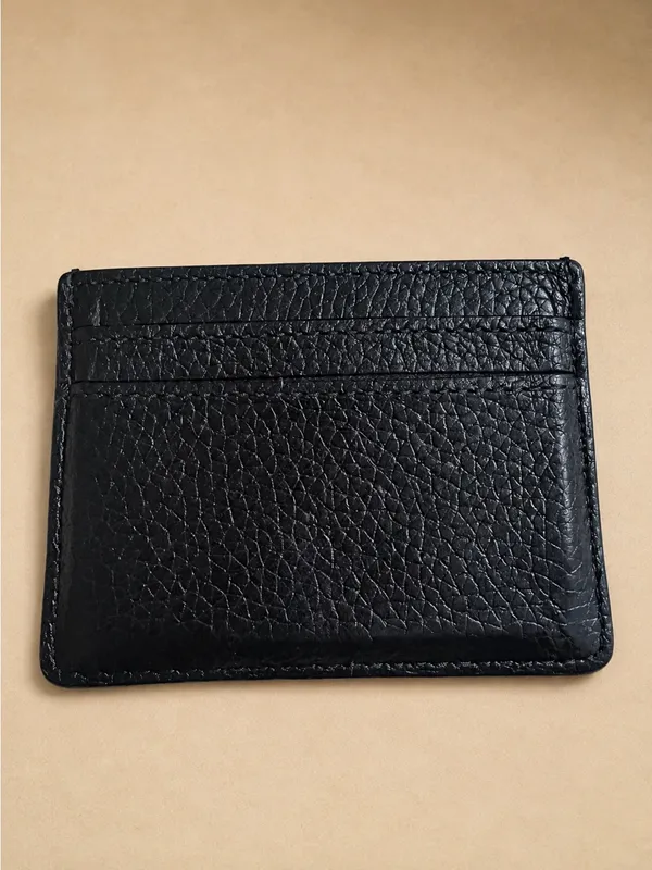 Marc Jacobs Black Pebbled Leather Card Holder Wallet Gold Logo - Image 2