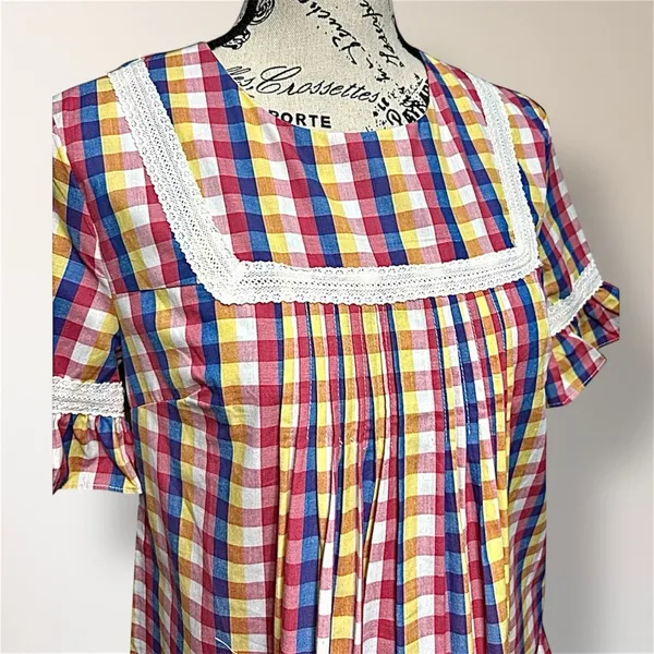 English‎ Factory Anthropologie Gingham Check Ruffle Sleeve Top Cottagecore Boho - Image 3