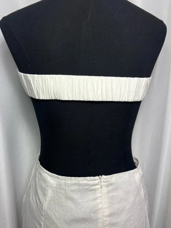 Strapless White Twist-Front party fit wedding Cutout Midi Dress vacation Large - Image 10